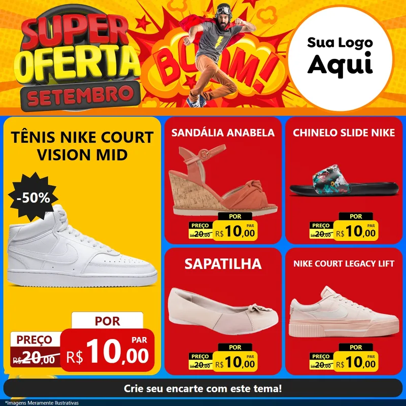 Modelo de Rede Social para Feed Facebook com o tema Super Oferta Setembro para Calçados