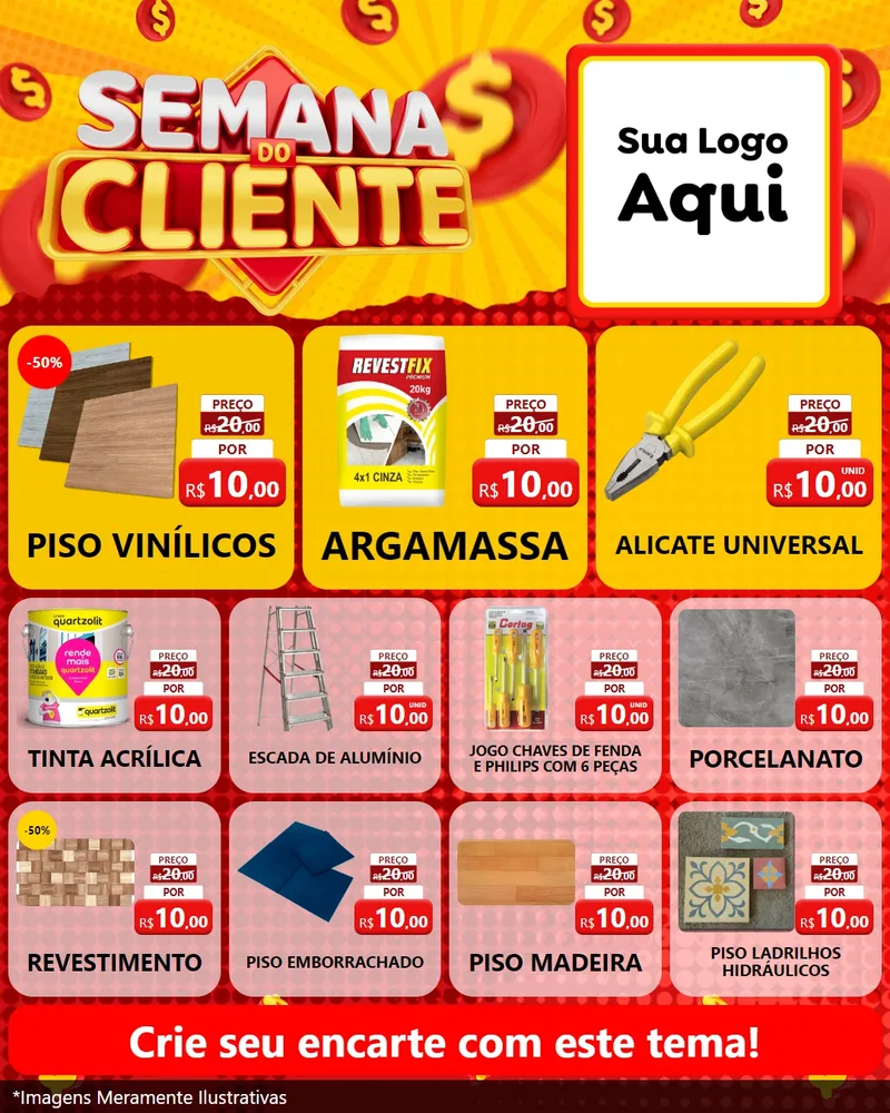 Modelo de Rede Social para Feed Instagram com o tema Semana do Cliente para Material para Construção
