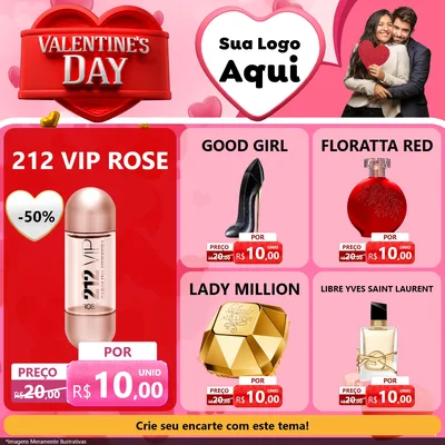 Modelo de Rede Social para Feed Facebook com o tema Valentine's Day para Perfumes