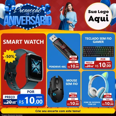 Modelo de Rede Social para Feed Facebook com o tema Promoção de Aniversário para Informática