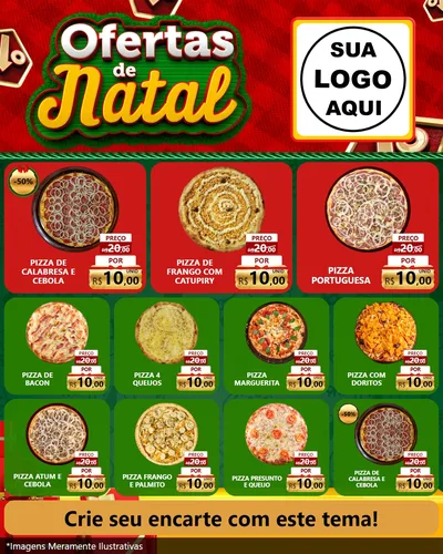Modelo de Rede Social para Feed Instagram com o tema Ofertas de Natal para Pizzaria