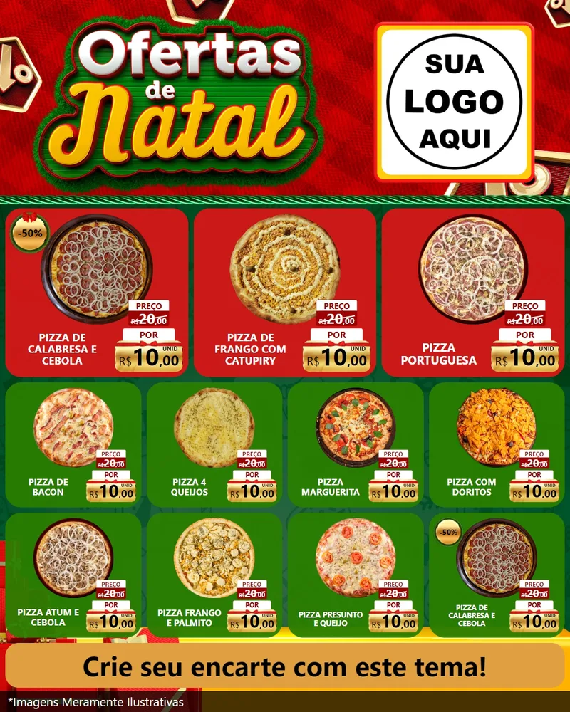 Modelo de Rede Social para Feed Instagram com o tema Ofertas de Natal para Pizzaria