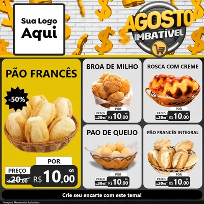 Modelo de Rede Social para Feed Facebook com o tema Agosto imbatível para Padaria