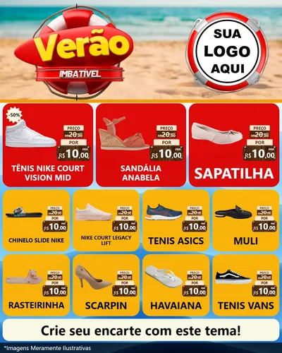 Modelo de Rede Social para Feed Instagram com o tema Verão Imbatível para Calçados
