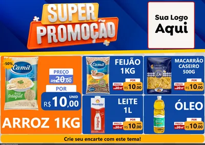 Modelo de Encarte para Encarte A4 Horizontal com o tema Super Promoção para Supermercado