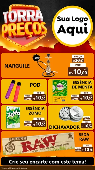 Modelo de TV para TV Vertical com o tema Torra Preços para Tabacaria