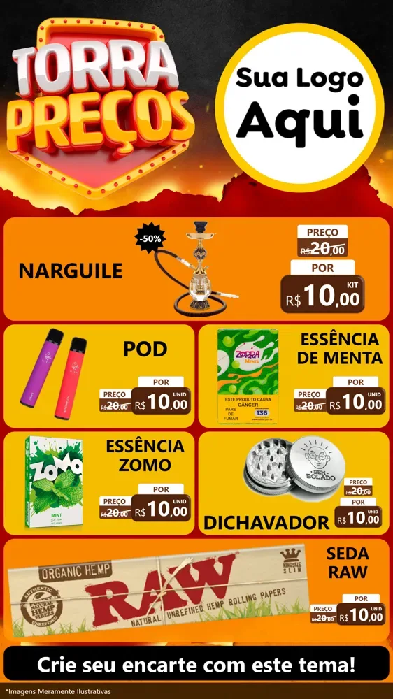 Modelo de TV para TV Vertical com o tema Torra Preços para Tabacaria