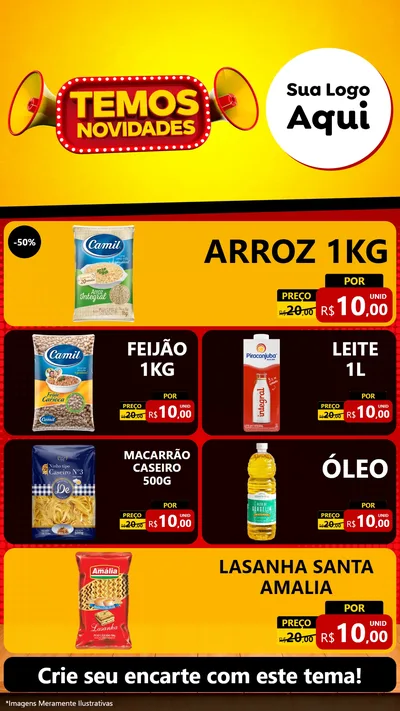 Modelo de TV para TV Vertical com o tema Temos Novidades para Supermercado