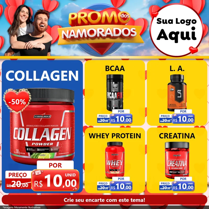 Modelo de Rede Social para Feed Facebook com o tema Promo dos Namorados para Suplementos alimentares