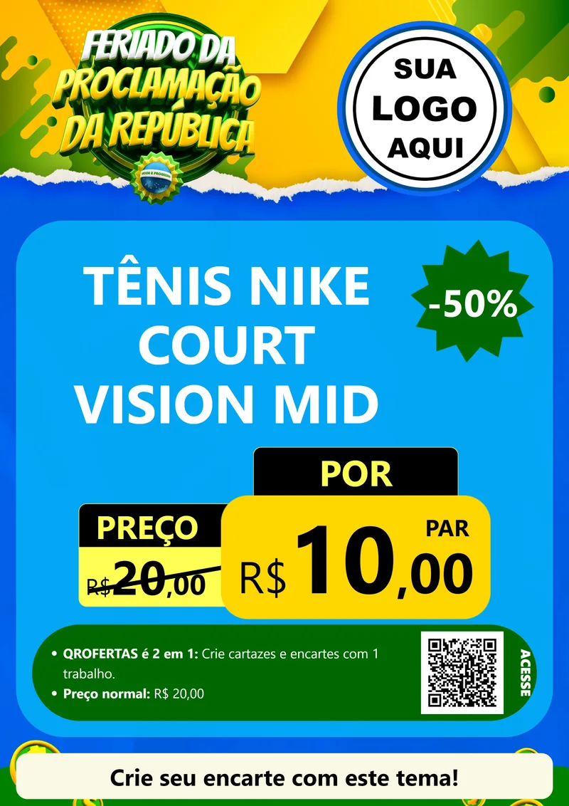 Modelo de Cartaz para Cartaz A4 Vertical com o tema Feriado da Proclamação da República para Calçados