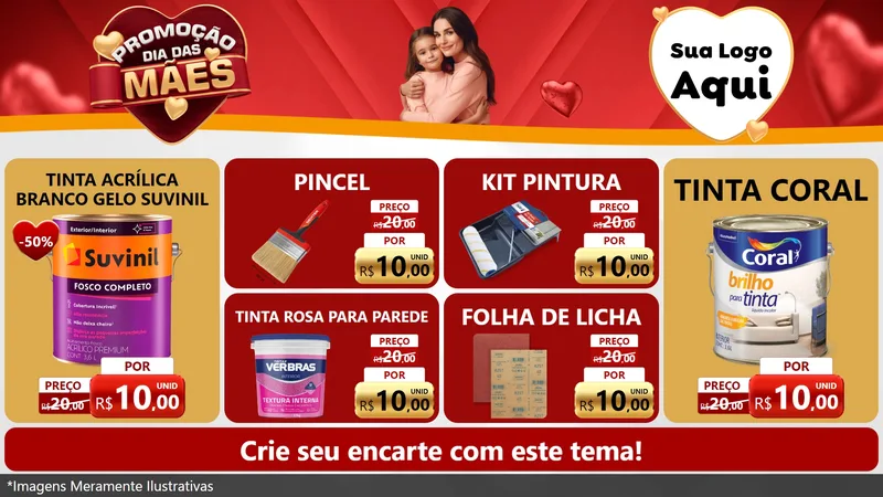 Modelo de TV para TV Horizontal com o tema Promoção Dia das Mães para Tintas e Ferramentas