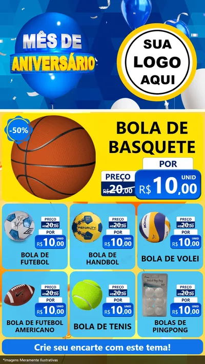 Modelo de Rede Social para Stories com o tema Mês de Aniversário para Artigos Esportivos