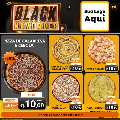 Modelo de Rede Social para Feed Facebook com o tema Black November para Pizzaria