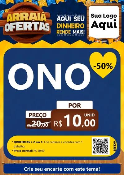 Modelo de Cartaz para Cartaz A4 Vertical com o tema Arraiá de Ofertas - Junina para Óticas
