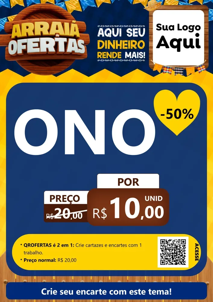 Modelo de Cartaz para Cartaz A4 Vertical com o tema Arraiá de Ofertas - Junina para Óticas