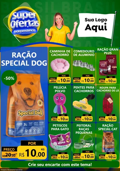 Modelo de Encarte para Encarte A4 Vertical com o tema Super Ofertas de Independência para Pet Shop