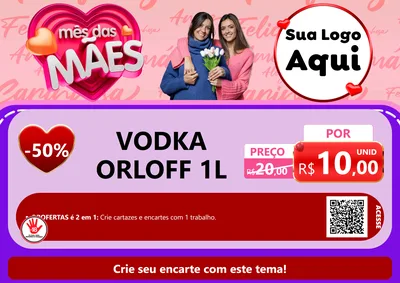 Modelo de Cartaz para Cartaz A4 Horizontal com o tema Mês Das Mães para Distribuidora de bebidas