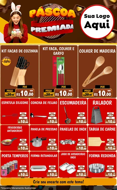 Modelo de Encarte para Encarte Grande com o tema Páscoa Premiada para Utilidades Domésticas
