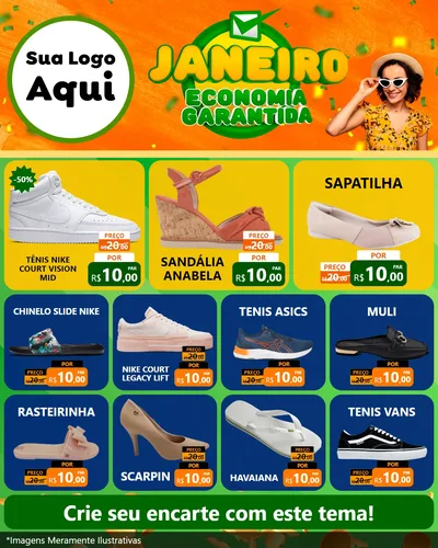 Modelo de Rede Social para Feed Instagram com o tema Janeiro - Economia Garantida para Calçados