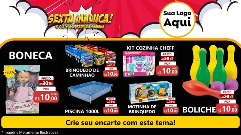 Modelo de TV para TV Horizontal com o tema Sexta Maluca! para Brinquedos