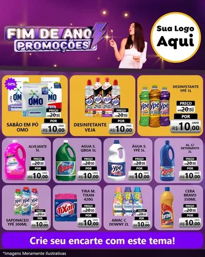 Modelo de Rede Social para Feed Instagram com o tema Fim de Ano Promoções para Produtos de Limpeza
