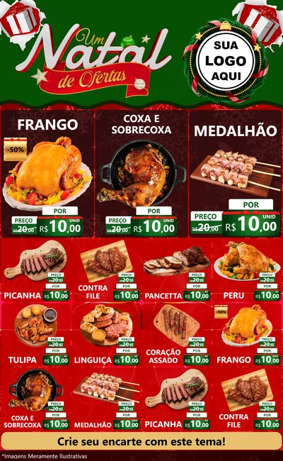 Modelo de Encarte para Encarte Grande com o tema Um Natal de Ofertas para Assados