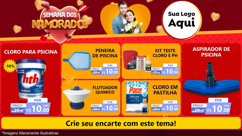 Modelo de TV para TV Horizontal com o tema Semana dos Namorados para Produtos para Piscina