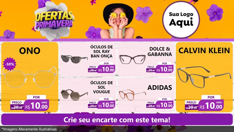 Modelo de TV para TV Horizontal com o tema Ofertas Da Primavera para Óticas
