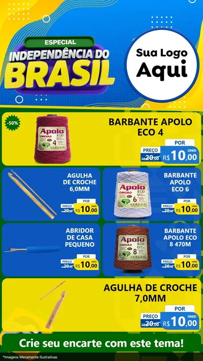 Modelo de TV para TV Vertical com o tema Especial Independência do Brasil para Armarinho e Aviamentos