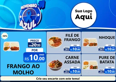Modelo de Encarte para Encarte A4 Horizontal com o tema Novembro Azul para Restaurante