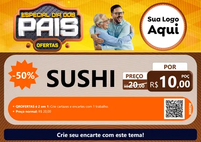 Modelo de Cartaz para Cartaz A4 Horizontal com o tema Especial Dia dos Pais para Comida japonesa