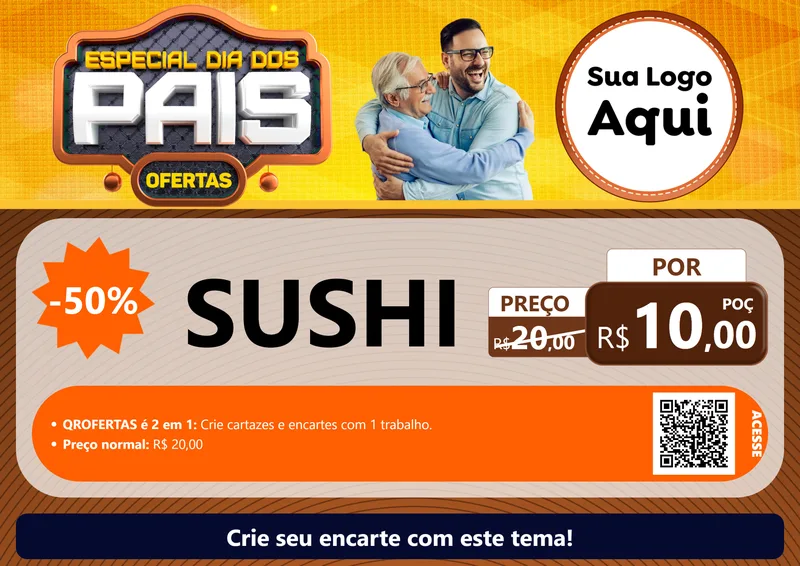 Modelo de Cartaz para Cartaz A4 Horizontal com o tema Especial Dia dos Pais para Comida japonesa