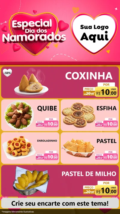 Modelo de TV para TV Vertical com o tema Especial Dia dos Namorados para Salgadaria