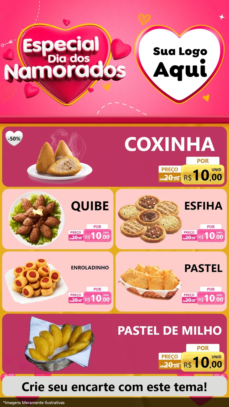 Modelo de TV para TV Vertical com o tema Especial Dia dos Namorados para Salgadaria