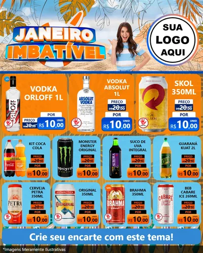 Modelo de Rede Social para Feed Instagram com o tema Janeiro Imbatível para Distribuidora de bebidas