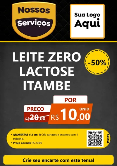 Modelo de Cartaz para Cartaz A4 Vertical com o tema Nossos Serviços para Frios e Laticínios