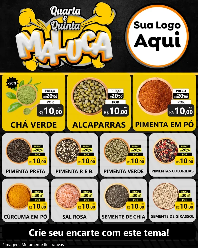Modelo de Rede Social para Feed Instagram com o tema Quarta e Quinta Maluca para Produtos Naturais