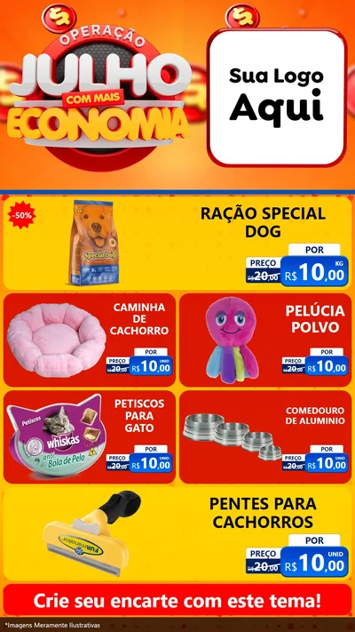 Modelo de TV para TV Vertical com o tema Operação Julho Com Mais Economia para Pet Shop