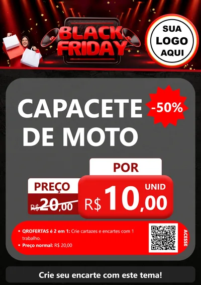 Modelo de Cartaz para Cartaz A4 Vertical com o tema Black Friday para Moto peças