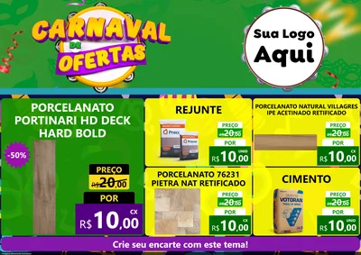 Modelo de Encarte para Encarte A4 Horizontal com o tema Carnaval de Ofertas para Pisos e revestimentos