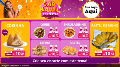 Modelo de TV para TV Horizontal com o tema Carnaval de Ofertas para Salgadaria