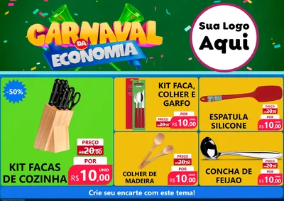 Modelo de Encarte para Encarte A4 Horizontal com o tema Carnaval da Economia para Utilidades Domésticas