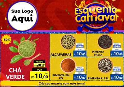 Modelo de Encarte para Encarte A4 Horizontal com o tema Esquenta de Carnaval para Produtos Naturais