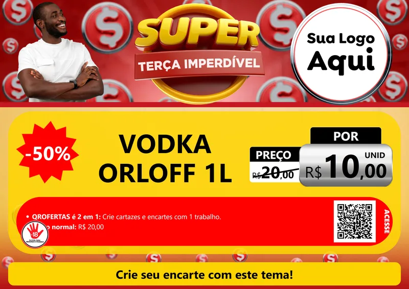 Modelo de Cartaz para Cartaz A4 Horizontal com o tema Super Terça Imperdível para Distribuidora de bebidas