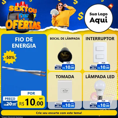 Modelo de Rede Social para Feed Facebook com o tema Sextou de Ofertas para Materiais Elétricos