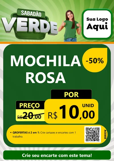 Modelo de Cartaz para Cartaz A4 Vertical com o tema Sabadão Verde para Papelaria