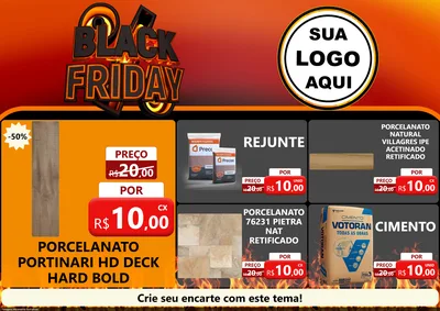 Modelo de Encarte para Encarte A4 Horizontal com o tema Black Friday para Pisos e revestimentos