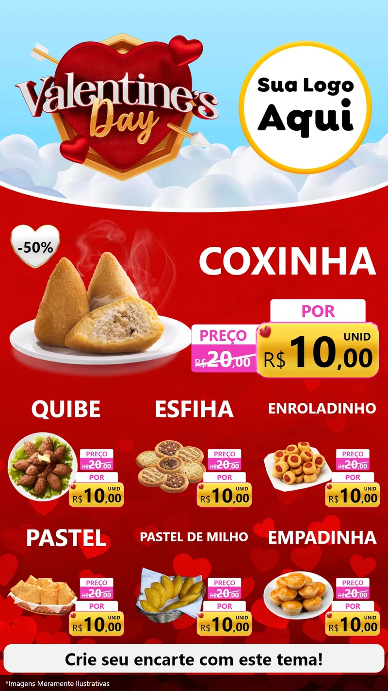 Modelo de Rede Social para Stories com o tema Valentine's Day para Salgadaria