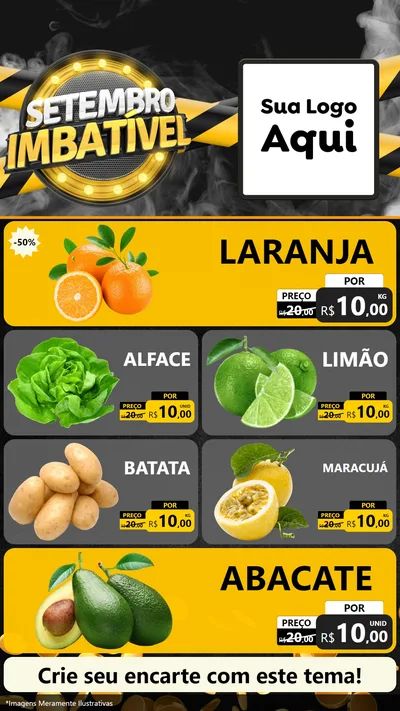 Modelo de TV para TV Vertical com o tema Setembro Imbatível para Hortifrúti