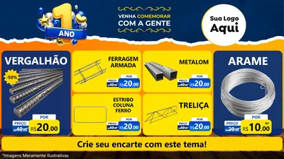 Modelo de TV para TV Horizontal com o tema Um Ano de Aniversário para Ferragens